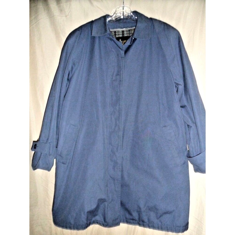 London Fog All Weather Coat SZ 16 Blue 80's Zip Out Liner Water Repellent
